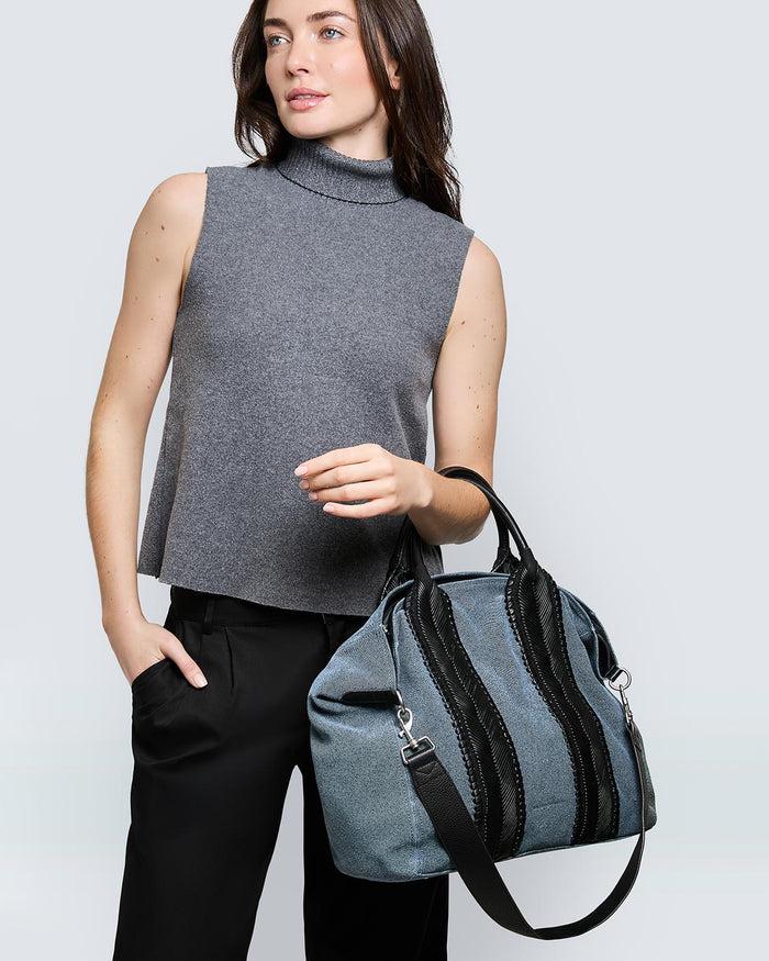 Aimee Kestenberg All For Love Convertible Zip Top Tote Bright Denim Leather