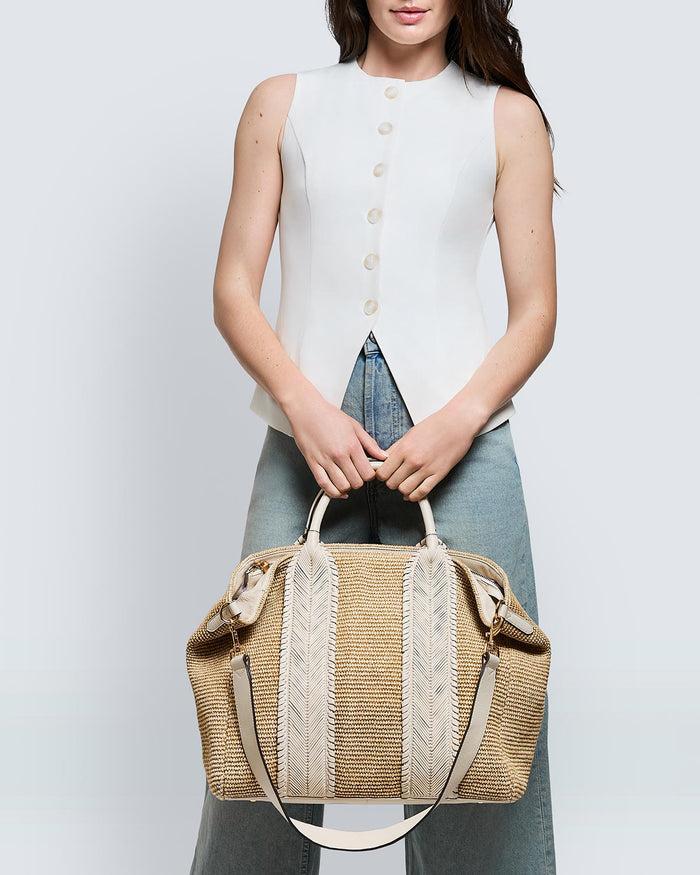 Aimee Kestenberg All For Love Convertible Zip Top Tote Natural Raffia