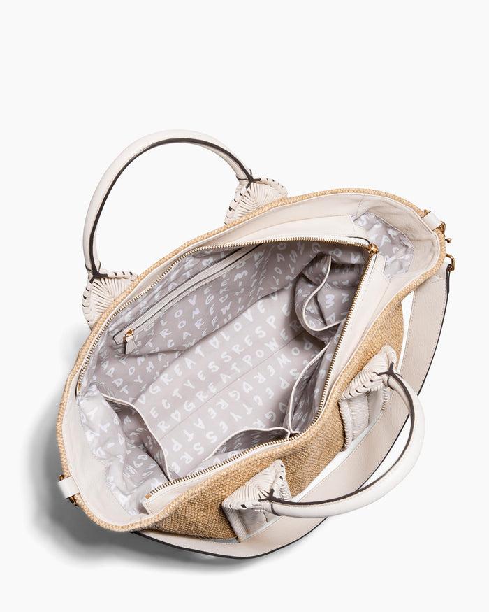 Aimee Kestenberg All For Love Convertible Zip Top Tote Natural Raffia