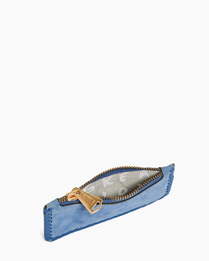 Aimee Kestenberg All For Love Credit Card Wallet With RFID Elemental Blue Suede