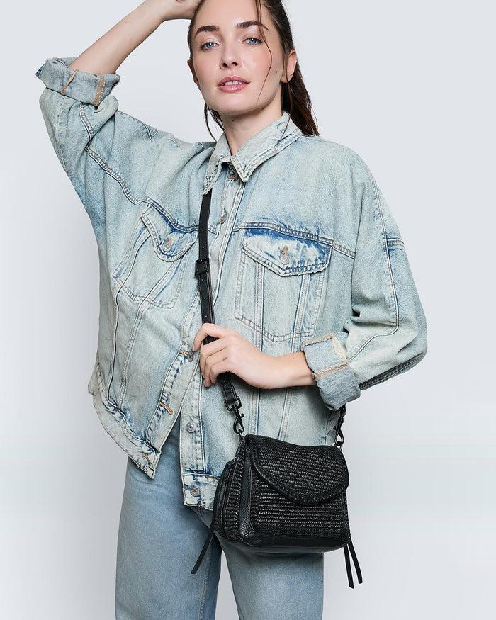 Aimee Kestenberg All For Love Mini Crossbody Black Raffia