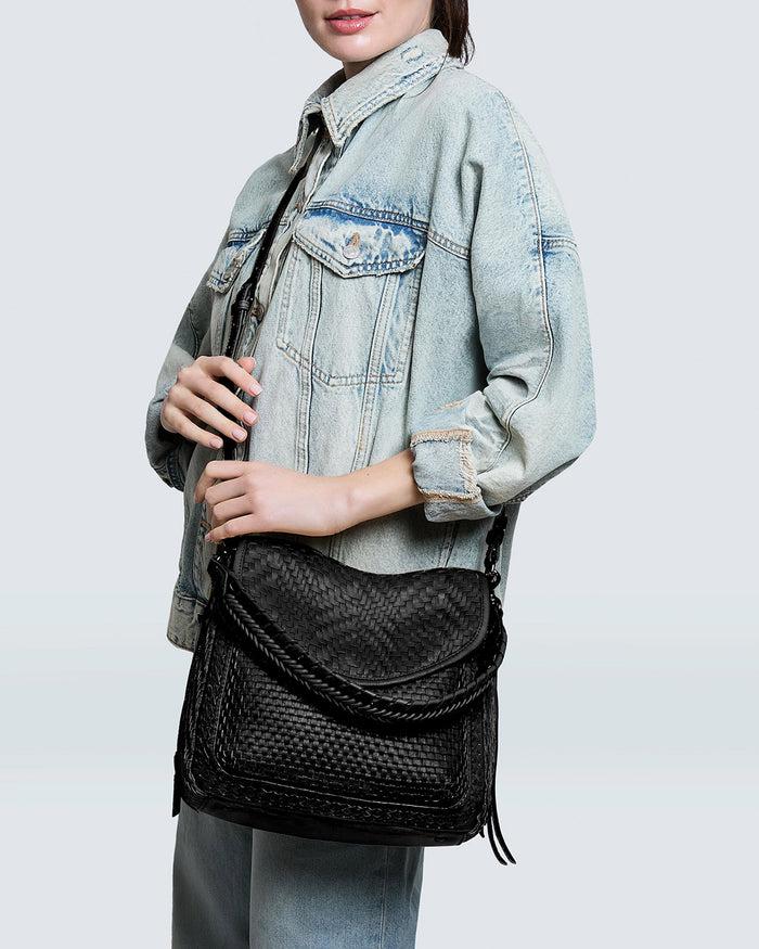 Aimee Kestenberg All For Love Novelty Zip Top Convertible Shoulder Black Woven