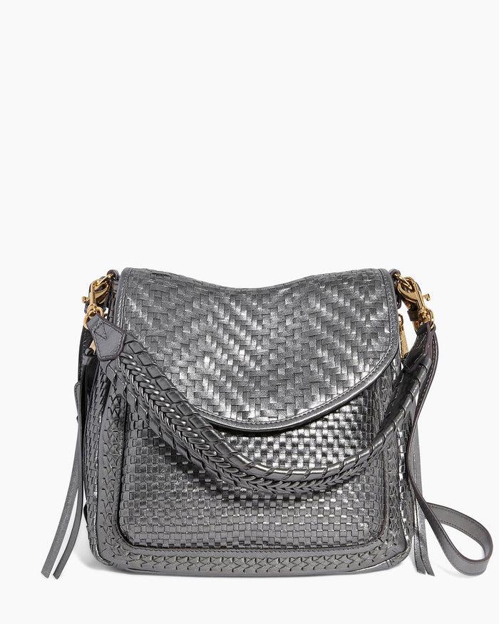 aimee kestenberg All For Love Novelty Zip Top Convertible Shoulder Pewter Woven