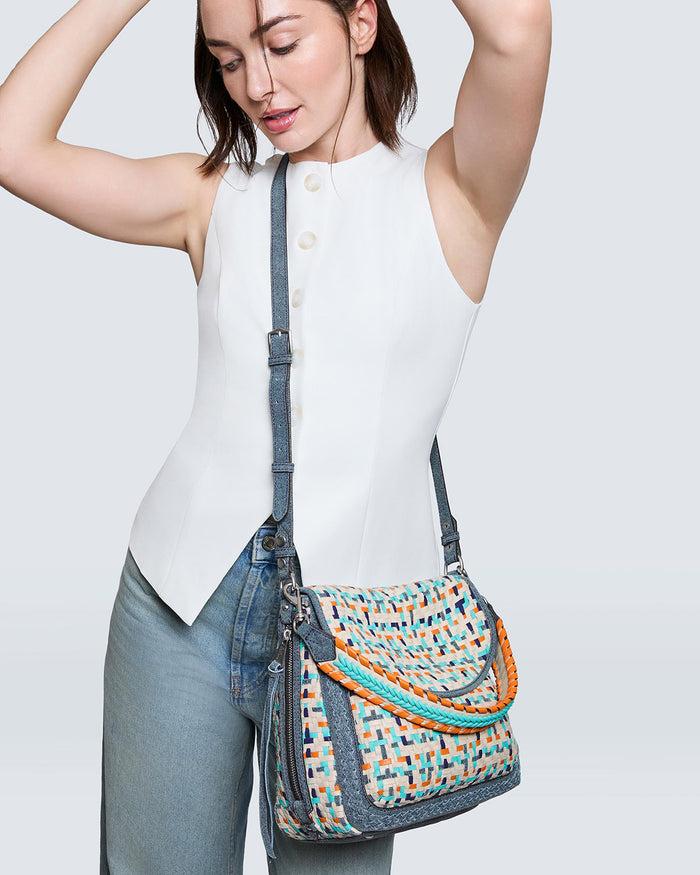 Aimee Kestenberg All For Love Novelty Zip Top Convertible Shoulder Multi Woven