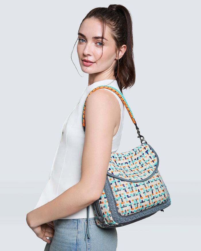 Aimee Kestenberg All For Love Novelty Zip Top Convertible Shoulder Multi Woven