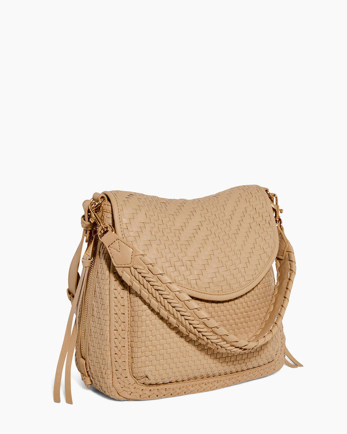 Aimee Kestenberg All For Love Novelty Zip Top Convertible Shoulder Camel Woven