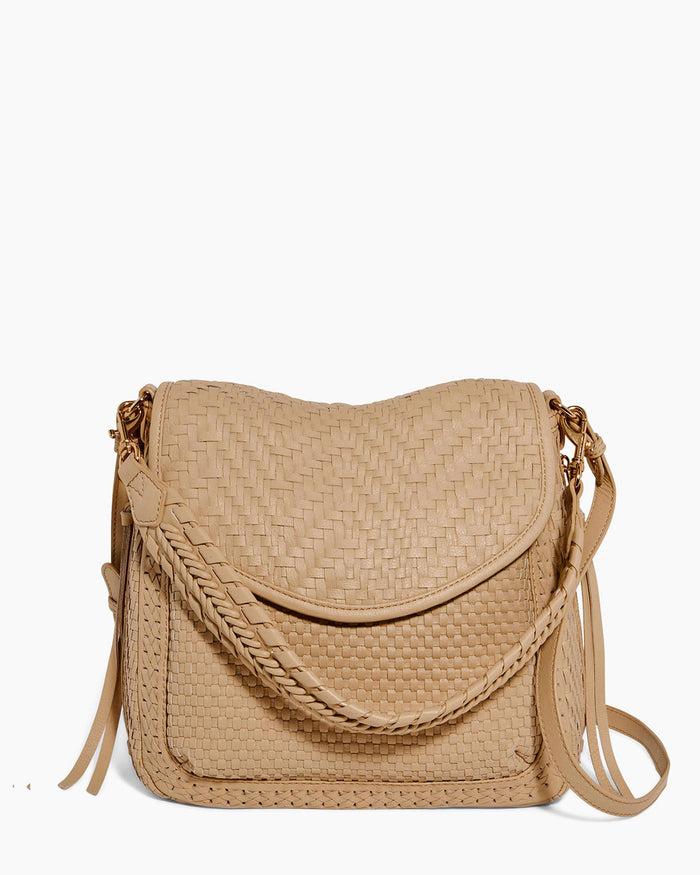 aimee kestenberg All For Love Novelty Zip Top Convertible Shoulder Camel Woven