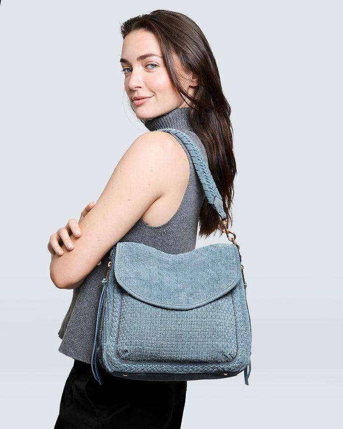 Aimee Kestenberg All For Love Novelty Zip Top Convertible Shoulder Bright Denim Woven