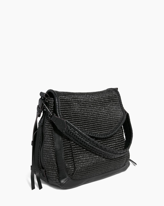 Aimee Kestenberg All For Love Zip Top Convertible Shoulder Black Raffia