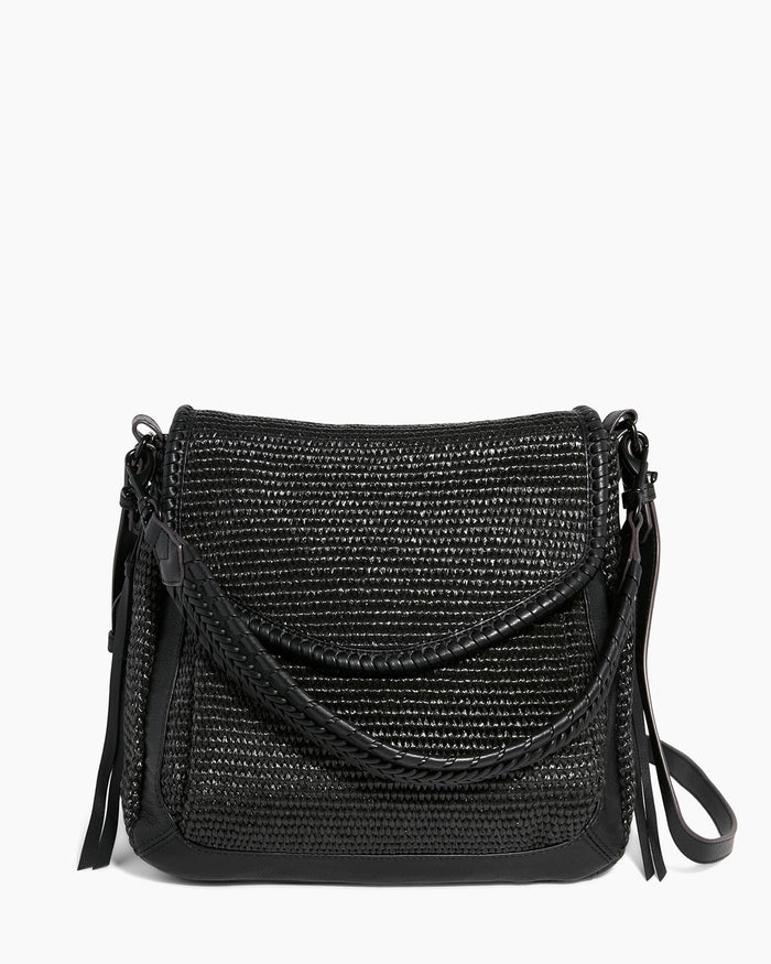 aimee kestenberg All For Love Zip Top Convertible Shoulder Black Raffia