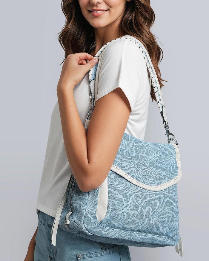 Aimee Kestenberg All For Love Zip Top Convertible Shoulder Denim Garden