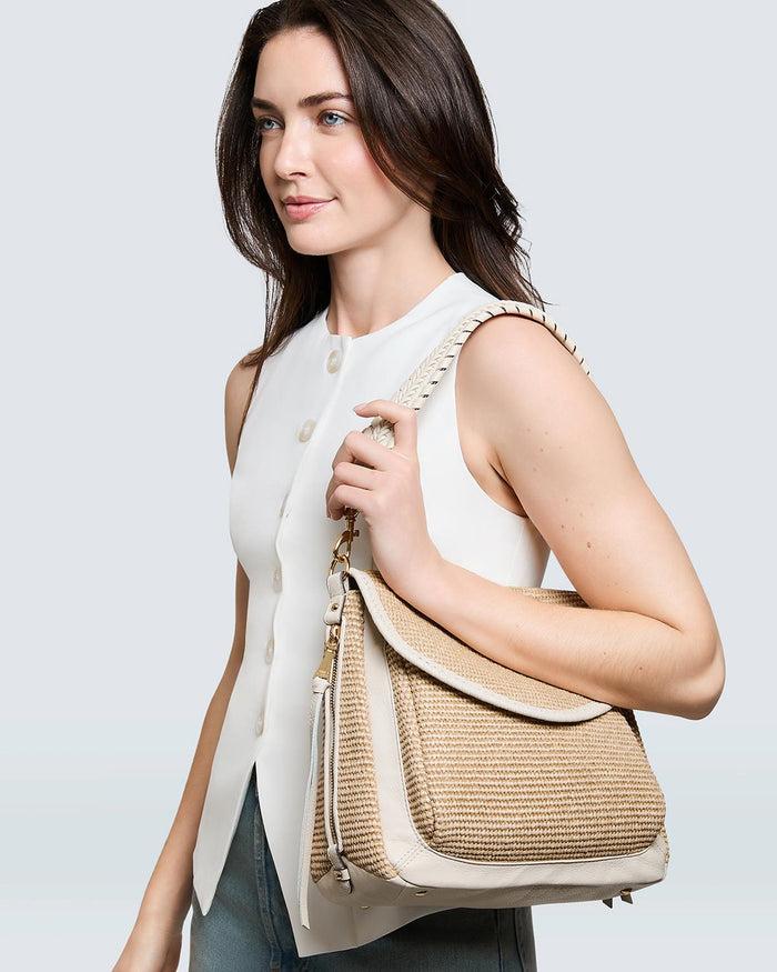 Aimee Kestenberg All For Love Zip Top Convertible Shoulder Natural Raffia