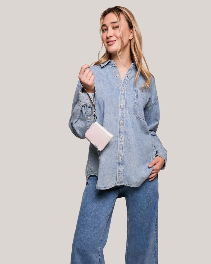 Aimee Kestenberg Ava Wristlet Wallet With RFID White Iridescent