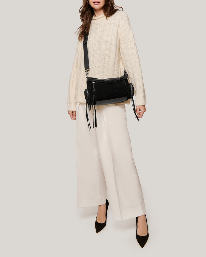 Aimee Kestenberg Away We Go Convertible Shoulder Black Suede