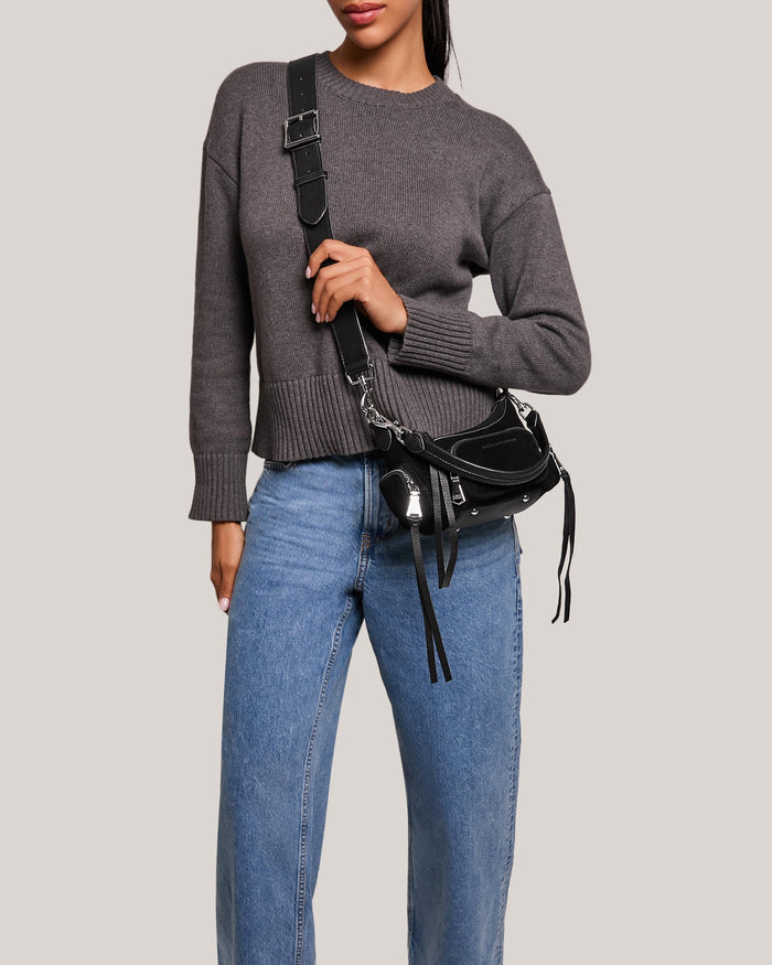 Aimee Kestenberg Away We Go Mini Convertible Crossbody Black Suede
