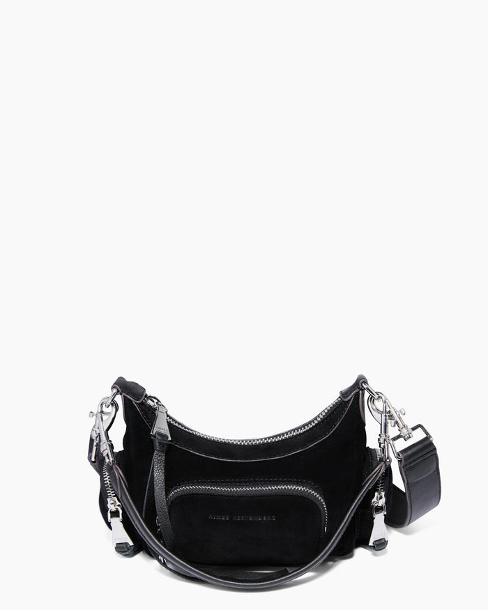 aimee kestenberg Away We Go Mini Convertible Crossbody Black Suede