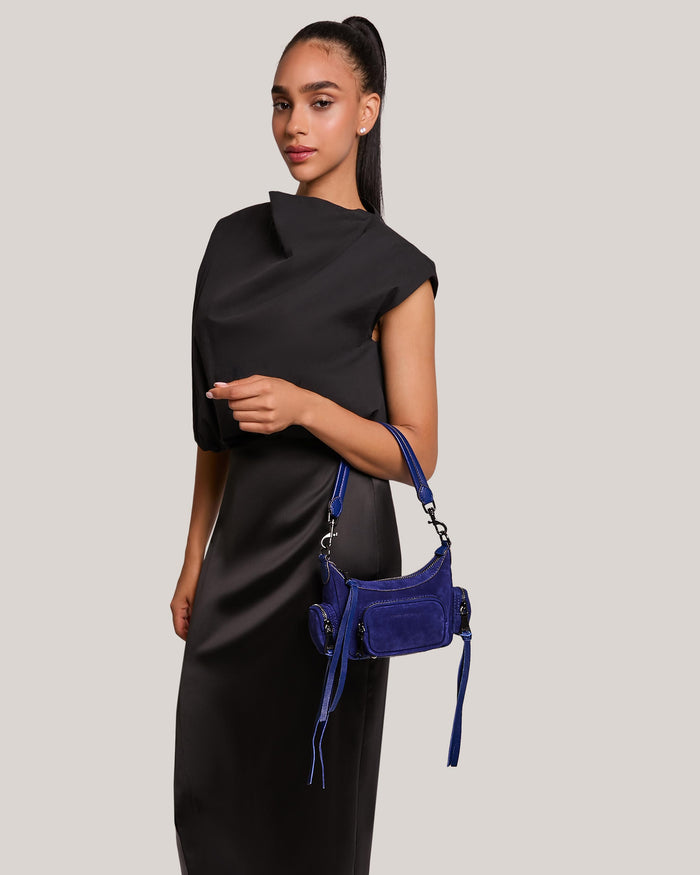 Aimee Kestenberg Away We Go Mini Convertible Crossbody Midnight Blue Suede