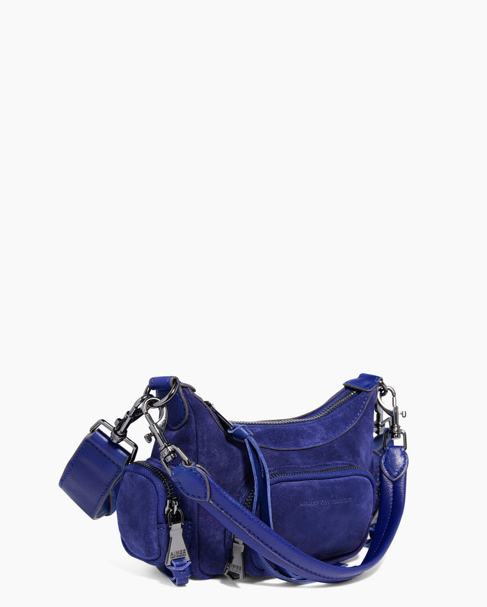 Aimee Kestenberg Away We Go Mini Convertible Crossbody Midnight Blue Suede