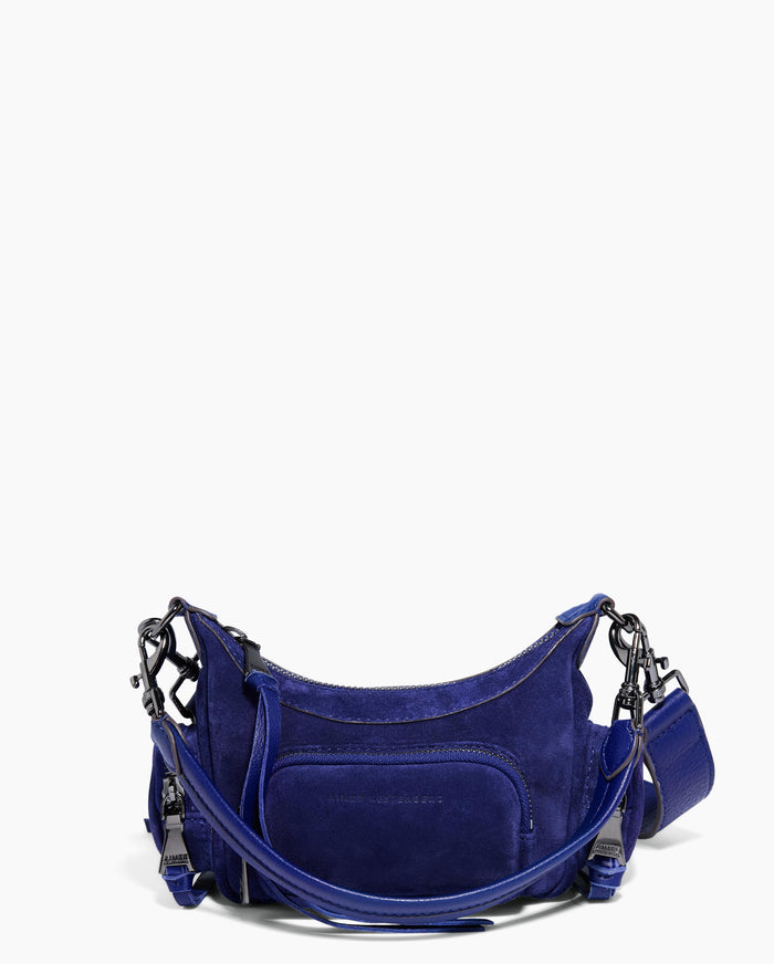 aimee kestenberg Away We Go Mini Convertible Crossbody Midnight Blue Suede