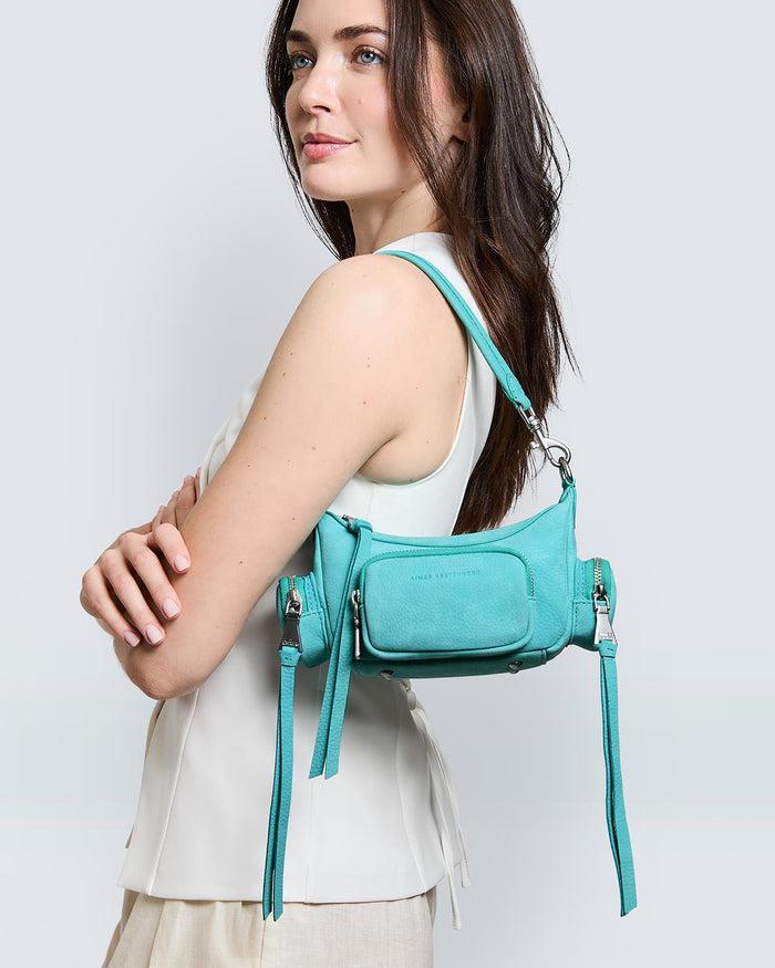 Aimee Kestenberg Away We Go Mini Convertible Crossbody Ocean Blue Nubuck