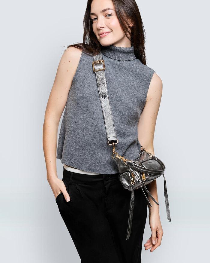 Aimee Kestenberg Away We Go Mini Convertible Crossbody Pewter Metallic