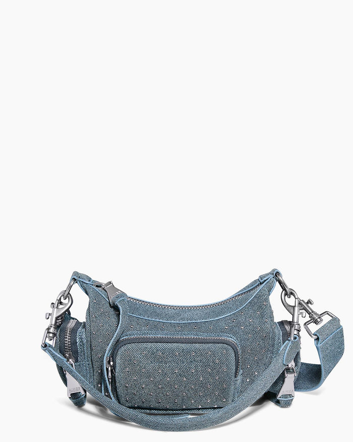 aimee kestenberg Away We Go Novelty Mini Convertible Crossbody Denim Studded