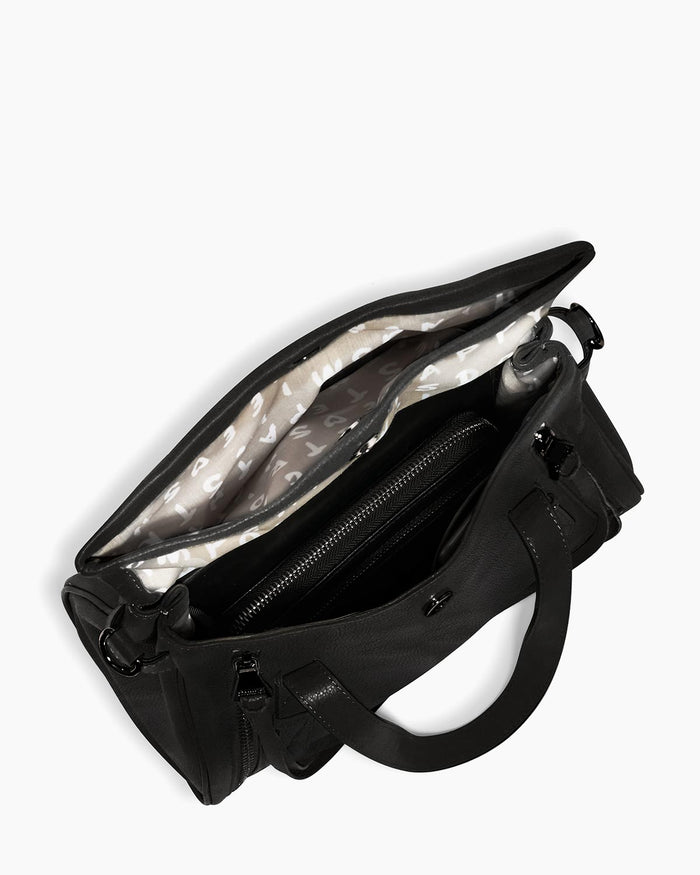 Aimee Kestenberg Bali Double Entry Satchel Black With Shiny Black