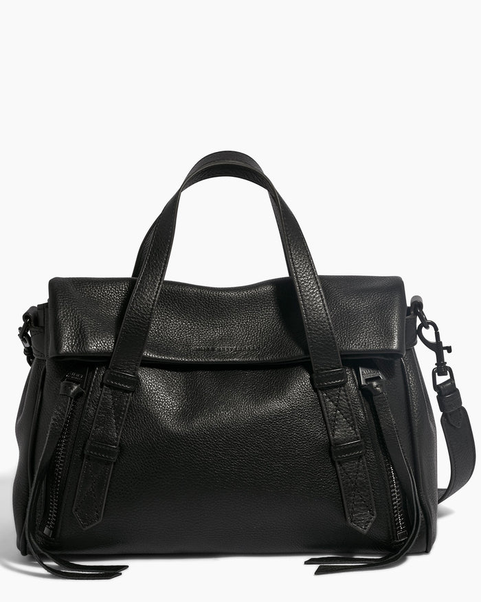 aimee kestenberg Bali Double Entry Satchel Black with Shiny Black