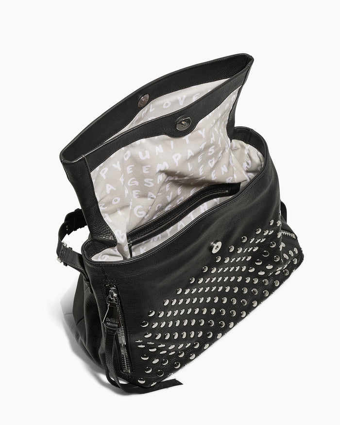 Aimee Kestenberg Bali Novelty Hobo Black With Disco Studs