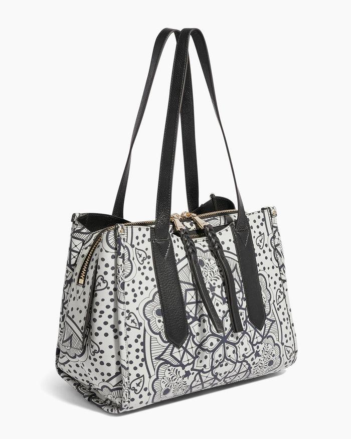 Aimee Kestenberg Busy Bee Double Sided Satchel Black White Ceramic