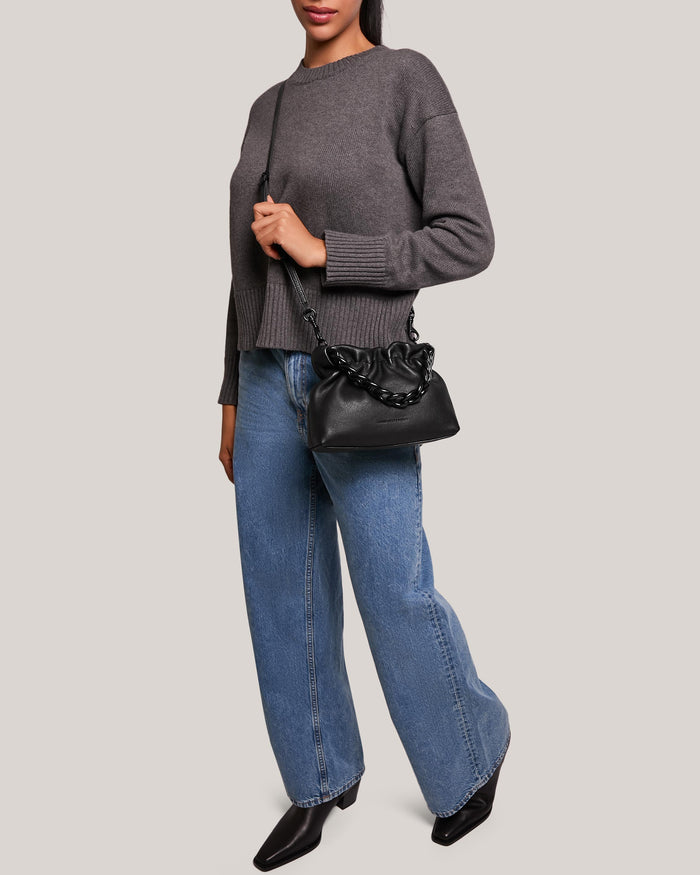 Aimee Kestenberg Chain Handheld Crossbody Black With Shiny Black