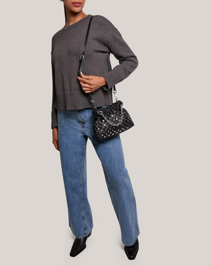 Aimee Kestenberg Chain Novelty Handheld Crossbody Black With Disco Studs