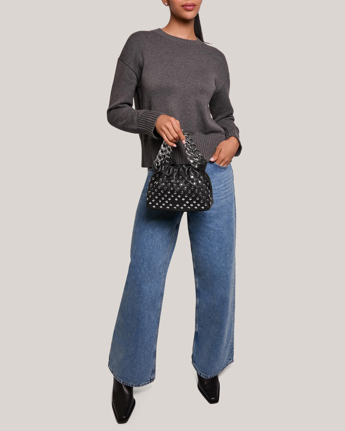 Aimee Kestenberg Chain Novelty Handheld Crossbody Black With Disco Studs