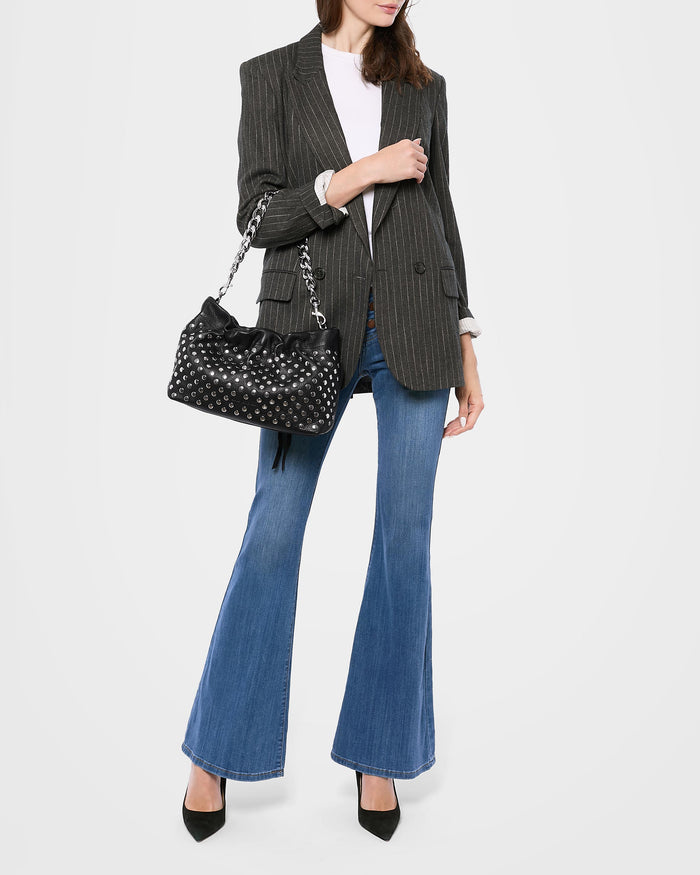 Aimee Kestenberg Chain Novelty Shoulder Black With Disco Studs