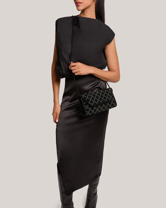 Aimee Kestenberg Chelsea Convertible Clutch Emerald Studs