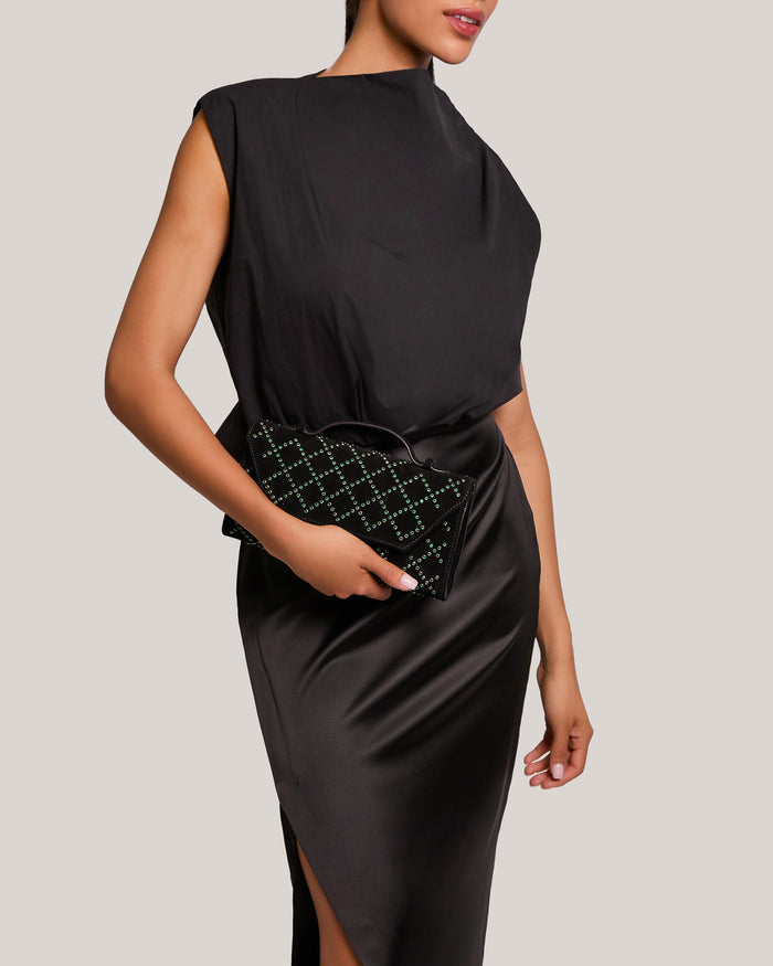 Aimee Kestenberg Chelsea Convertible Clutch Emerald Studs