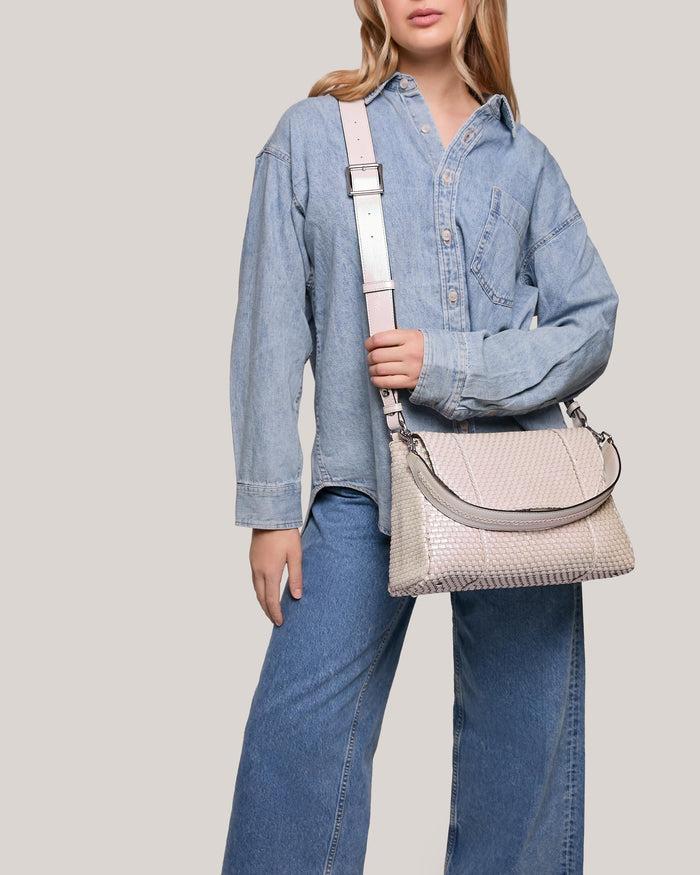 Aimee Kestenberg Chelsea Convertible Flap Shoulder White Iridescent