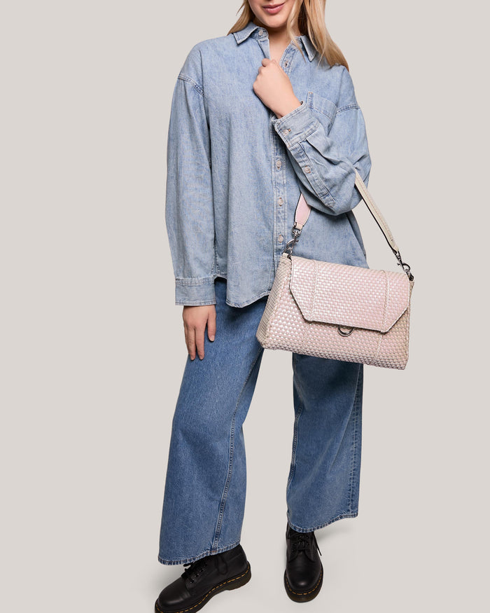 Aimee Kestenberg Chelsea Convertible Flap Shoulder White Iridescent