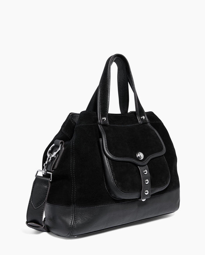 Aimee Kestenberg Great Escape Convertible Shopper Black Suede