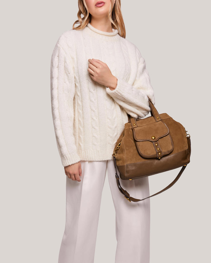 Aimee Kestenberg Great Escape Convertible Shopper Coffee Suede