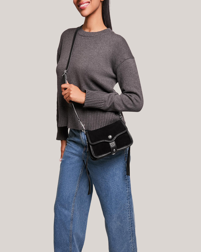 Aimee Kestenberg Great Escape Mini Crossbody Black Suede