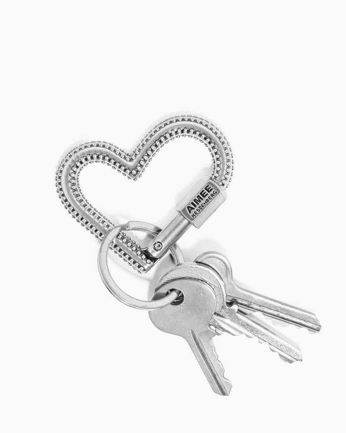 Aimee Kestenberg It's A Love Thing Heart Carabiner Disstressed Silver
