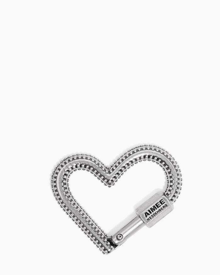 aimee kestenberg It's A Love Thing Heart Carabiner Disstressed Silver