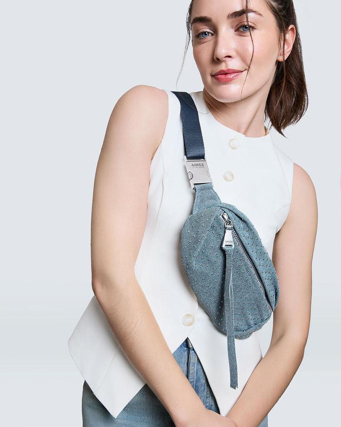 Aimee Kestenberg Milan Novelty Bum Bag Denim Studded