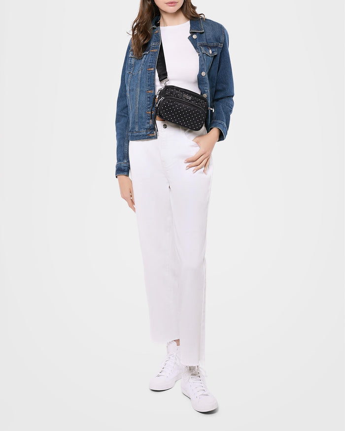 Aimee Kestenberg Nylon Camera Crossbody Black With Microstuds