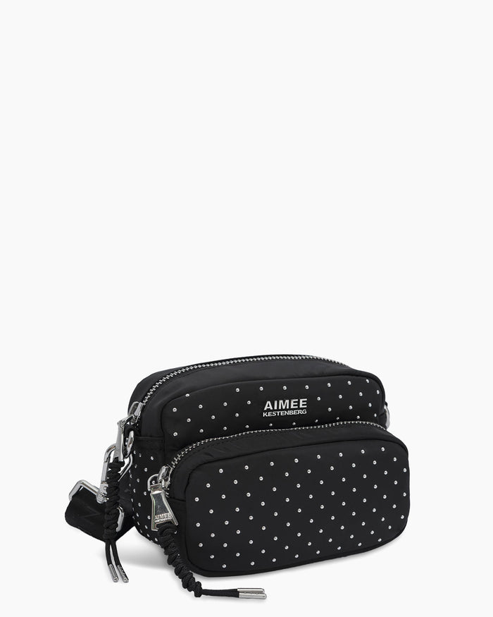 Aimee Kestenberg Nylon Camera Crossbody Black With Microstuds
