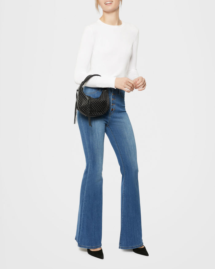 Aimee Kestenberg Roxbury Mini Convertible Crossbody Black With Shiny SIlver Studs