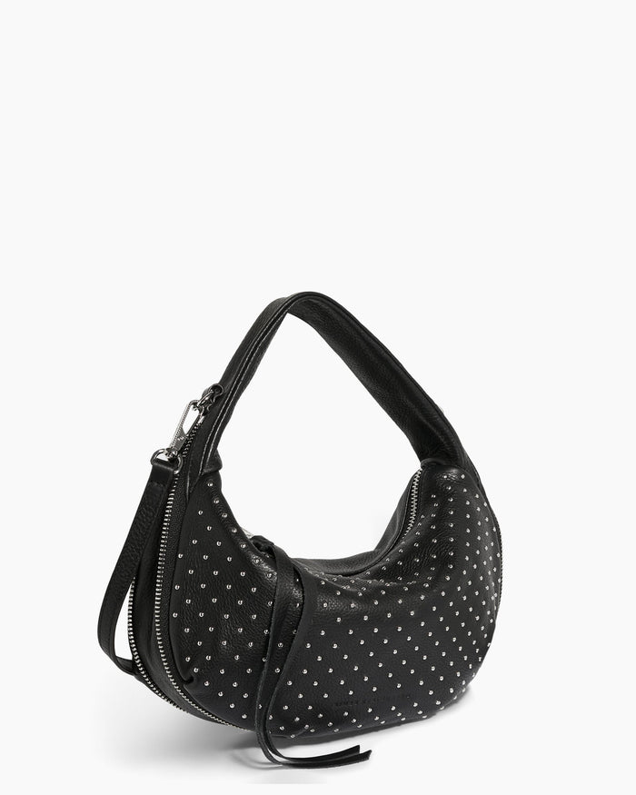 Aimee Kestenberg Roxbury Mini Convertible Crossbody Black With Shiny SIlver Studs