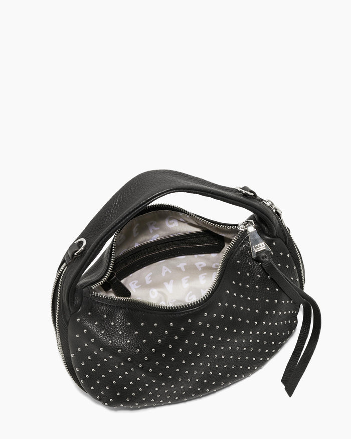 Aimee Kestenberg Roxbury Mini Convertible Crossbody Black With Shiny SIlver Studs