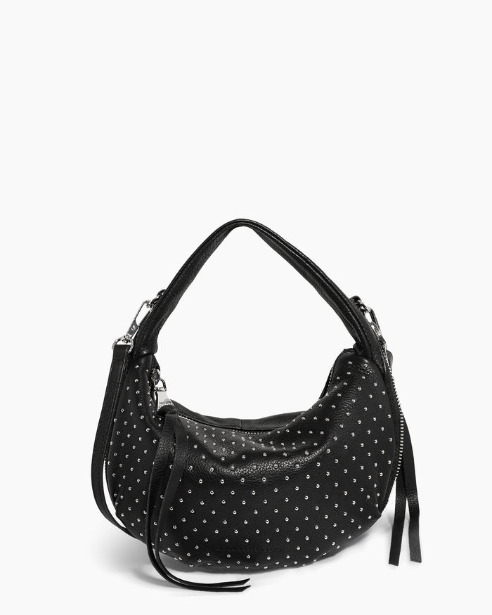 aimee kestenberg Roxbury Mini Convertible Crossbody Black with Shiny SIlver Studs